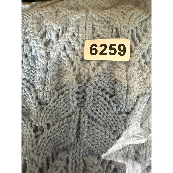 Ronny Kobo Crochet Knit Tank Dress Sleeveless V-Neck Maxi Column Blue Medium - Picture 9 of 9